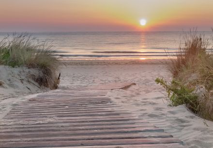 Obrazek Widok Plaża Zachód Słońca Wydmy