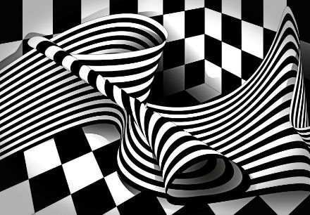 Obrazek Abstrakcja 3D Fale Pasy Czerń i Biel