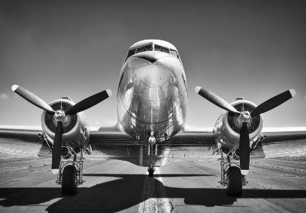 Obrazek Transport Samolot Lotnisko Czarno-Biały