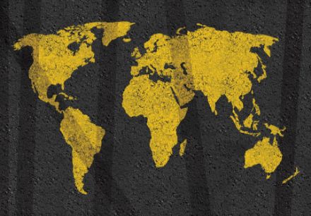 Obrazek Mapa Świata Żółta Struktura Ściany