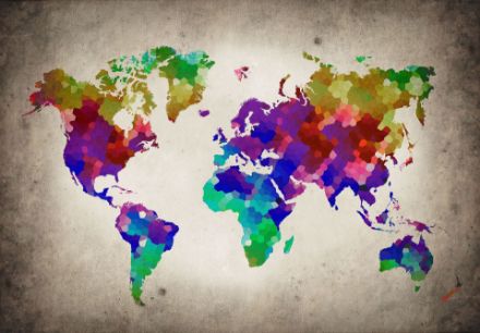 Obrazek Mapa Świata Kolorowa Struktura Beton