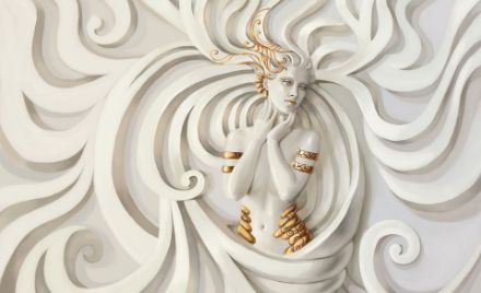 Obrazek Abstrakcja 3D Płaskorzeźba Meduza Złota