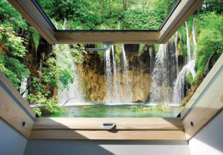 Obrazek 3D Okno Dachowe Natura Wodospad