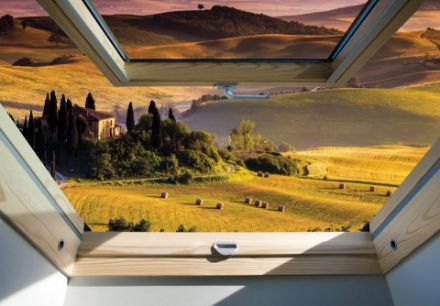 Obrazek 3D Okno Dachowe Widok Wzgórza