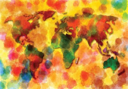 Obrazek Mapa Świata Kolorowa Akwarele Świat