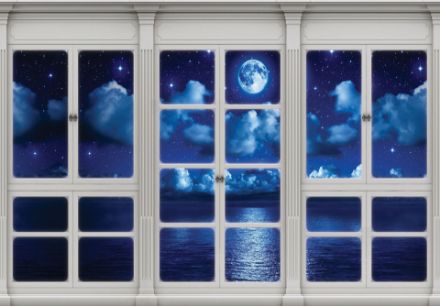 Obrazek 3D Okna Drzwi Krajobraz Nocy