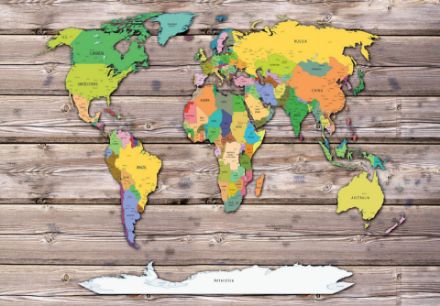 Obrazek Mapa Świata Kolorowa Na Deskach