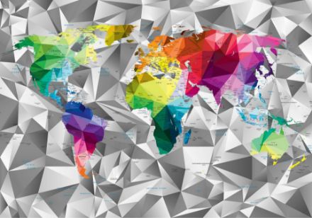 Obrazek Mapa Świata Kolorowa Abstrakcja 3D