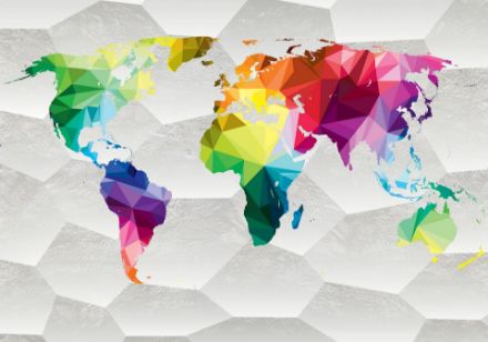 Obrazek Mapa Świata Kolorowa Geometryczna 3D