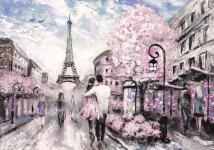Obrazek Miasto Paryż Malowany Romantyczny Krajobraz