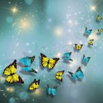 Obrazek 10225 - Gelbe und blaue Schmetterlinge