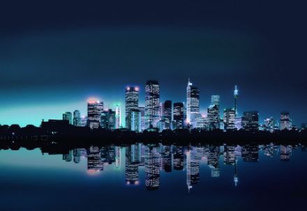 Obrazek Miasto Nocą Metropolia Wieżowce Krajobraz