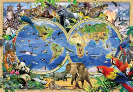 Obrazek Mapa Świata Zwierzęta Globus Dżungla