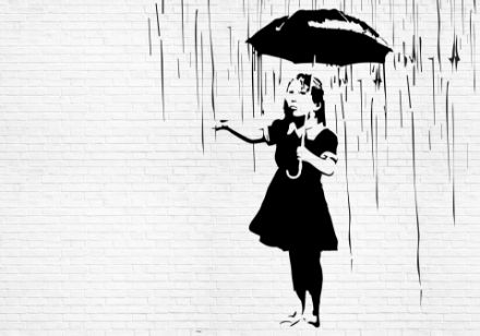 Obrazek 2896 - Dziewczynka z parasolem w deszczu Banksy