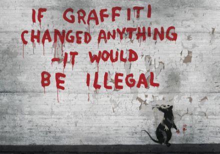 Obrazek 3025 - Szczur i napis na ścianie Banksy