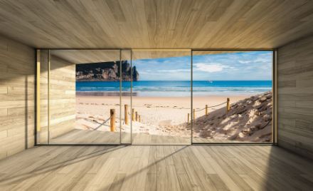 Obrazek 3D Przestrzenne Okno Plaża Morze