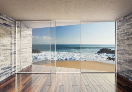 Obrazek 3D Przestrzenne Okno Tarasowe Plaża
