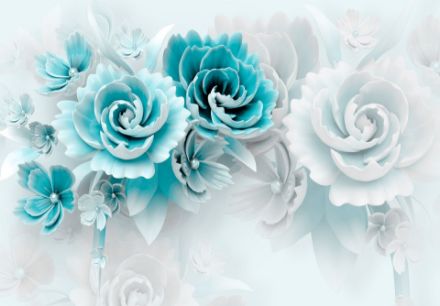 Obrazek 14150 - Abstrakcja 3D Kwiaty Niebieskie Porcelanowe