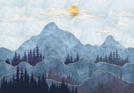 Obrazek 14165 - Sztuka Góry Krajobraz Niebieskie Boho
