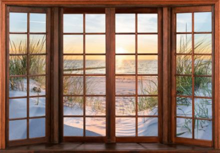 Obrazek 14205 - 3D Efekt Okna Widok Plaża Morze
