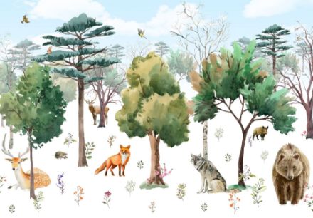 Obrazek 14411 - Dla dzieci akwarelowe zwierzątka leśne