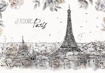 Obrazek 14357 - Miasto Paryż Rysunek Liście