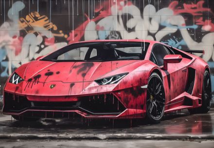 Obrazek 14702 - Motoryzacja czerwone Lamborghini graffiti