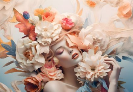 Obrazek 14663 - Kobieta kwiaty pastele elegancja