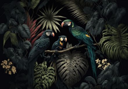Obrazek 14668 - Natura dżungla papugi liście