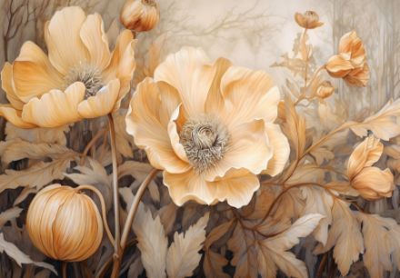 Obrazek 14730 - Sztuka Natura Beżowe Duże Kwiaty