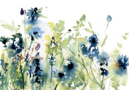 Obrazek 14229 - Sztuka Akwarele Niebieski Kwiaty Łąka